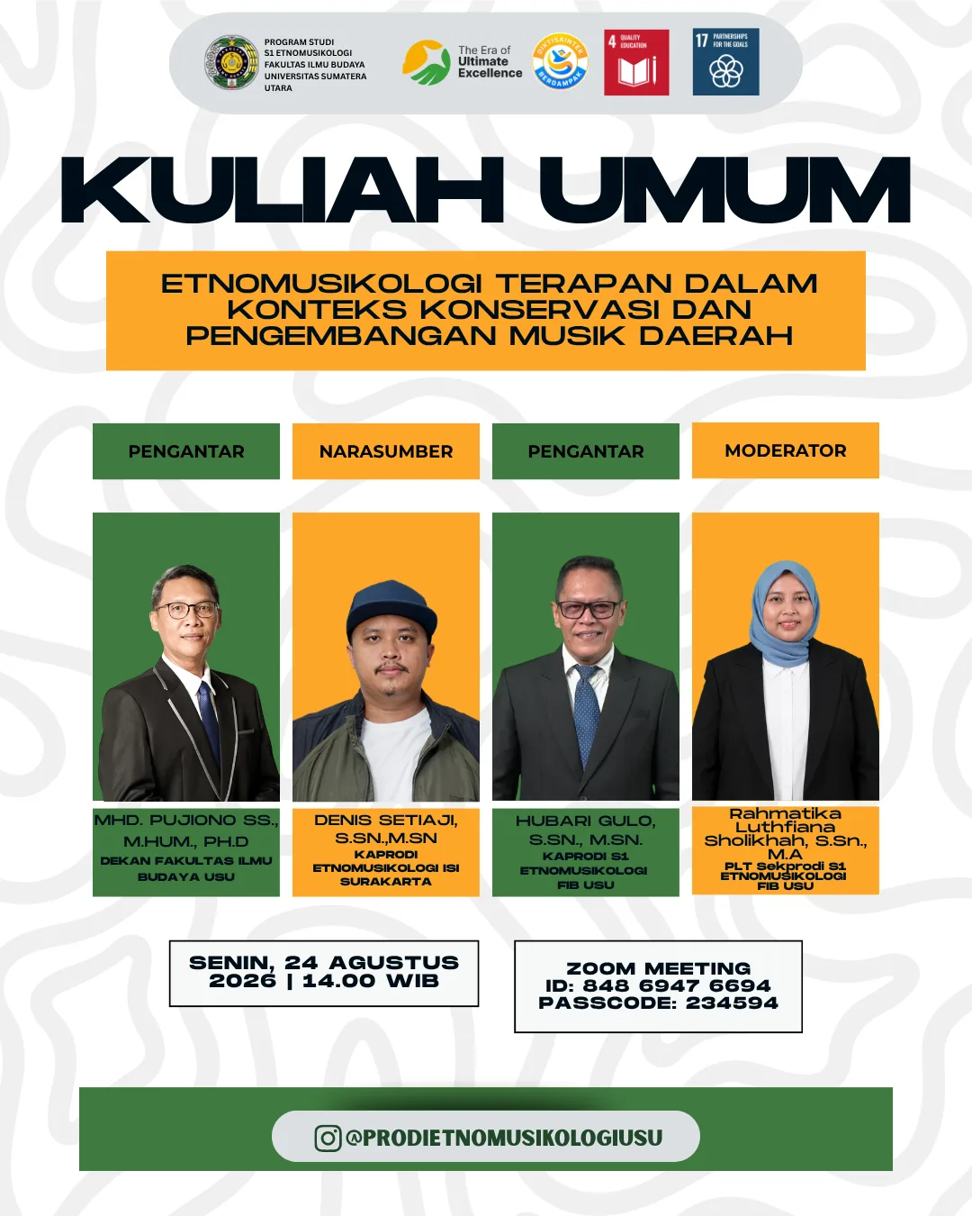 Etnomusikologi Terapan dan Masa Depan Musik Daerah: Kuliah Umum Prodi Etnomusikologi FIB USU
